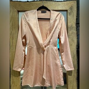 PrettyLittleThing Satin Dress - Peach